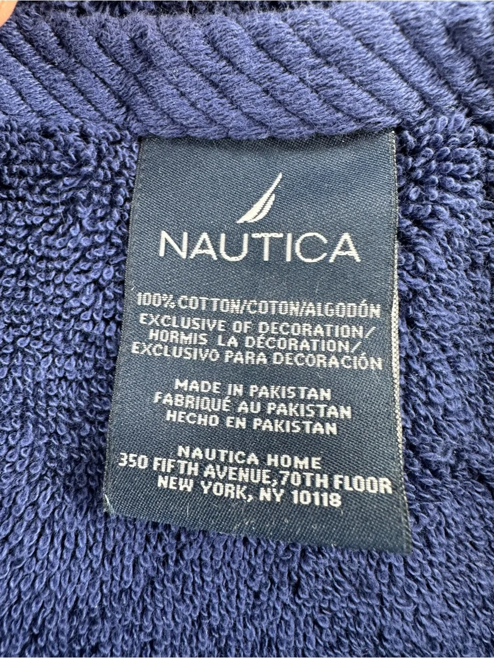 (2) Nautica Navy Blue Anchor Bath Towel 50x30